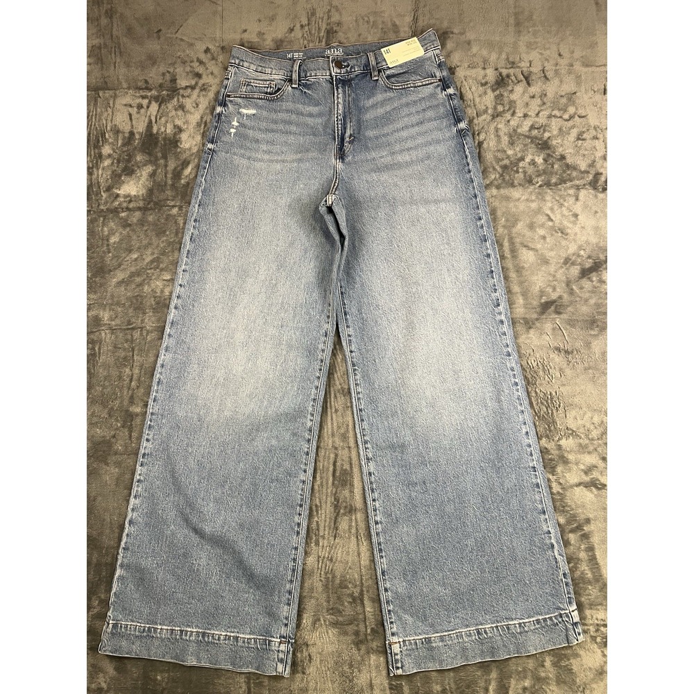 a.n.a Girls 14T High-Rise Wide-Leg Light Wash Blue Denim Jeans